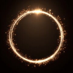 Fototapeta premium Radiant Fireworks Circle: Golden Sphere Framed by Neon Light Effects for Elevated Product Presentation