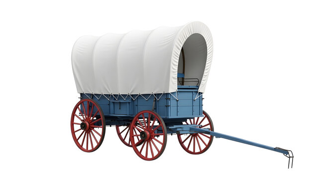 Fototapeta Covered wagon antique vintage western carriage travel old west vehicle pioneer history transportation on transparent background