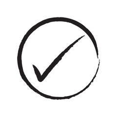 Black brush checkmark on white background.