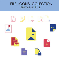File icons collection outline and fill