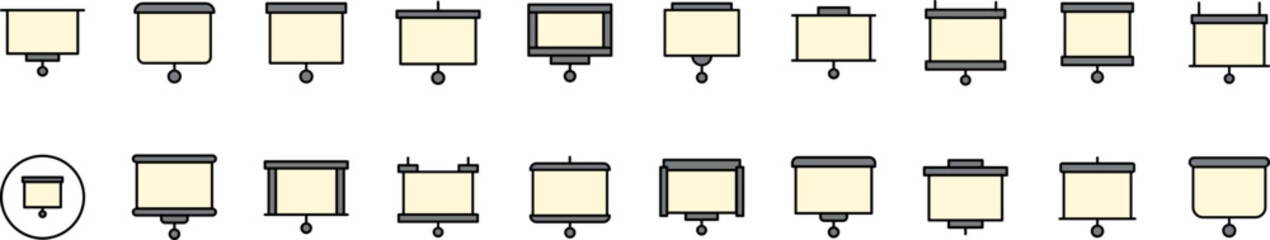 Beige Presentation Board Filled Color Icon Bundle. Minimalistic Linear Pictogram for Web and Graphic Design, Apps, Banners, Social Network and Cards