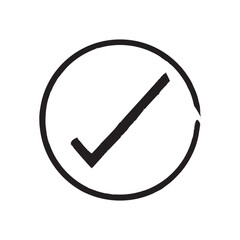 Black brush checkmark on white background.