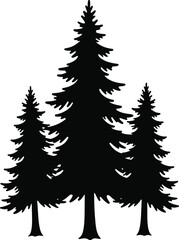 Silhouette of Three Evergreen Trees Against a White Background Simple and Minimalist Design