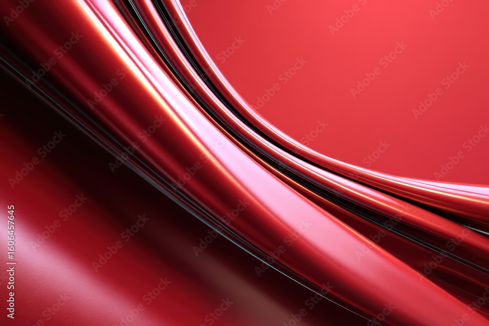 Poster abstract red background with glossy curved design elements