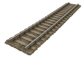 A long stretch of railway tracks disappearing into the distance under a clear blue sky