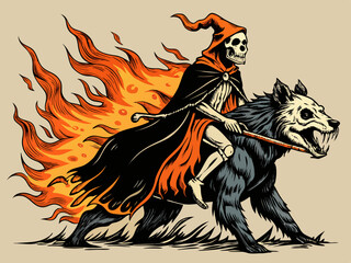 skeleton riding bike