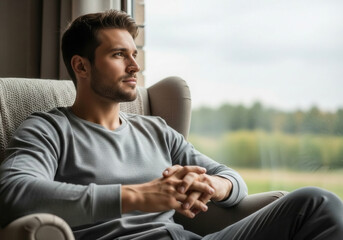 Man Contemplating Peaceful View