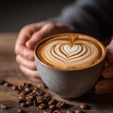 Close up of latte art in coffee cup 4