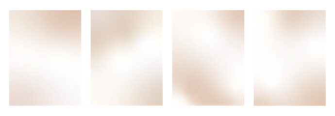 Warm beige pastel gradient vertical backgrounds set. Light brown and pink blending templates. Vector backdrop with soft blur. Ombre cream cosmetic backdrop. Subtle beige colors gradation design.