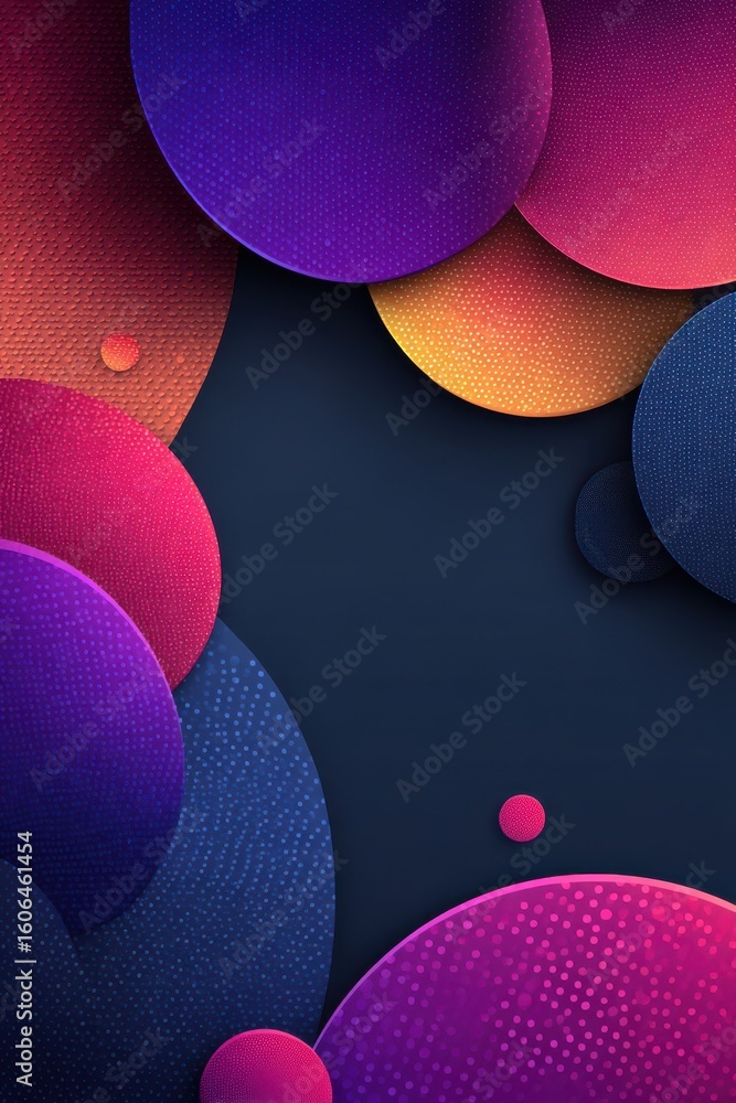 Poster abstract dark blue background with colorful overlapping rounded shapes