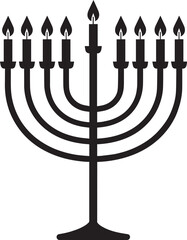Black Silhouette of Menorah Icon | Traditional Jewish Symbol Illustration