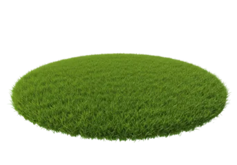 Keuken achterwand Gras Lush Green Round Grass Patch in Bright Sunlight, Ideal for Outdoor Activities and Relaxation  © Kamisama