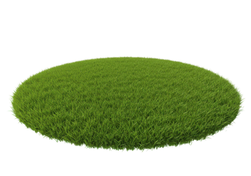 Lush Green Round Grass Patch in Bright Sunlight, Ideal for Outdoor Activities and Relaxation