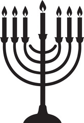 Black Silhouette of Menorah Icon | Traditional Jewish Symbol Illustration