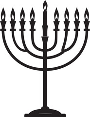 Black Silhouette of Menorah Icon | Traditional Jewish Symbol Illustration