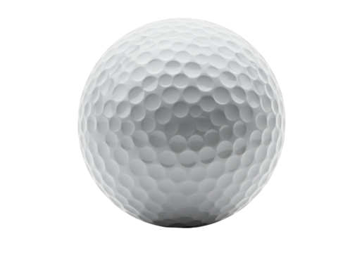 Close-up view of a white golf ball showcasing its dimples against a plain background