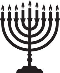Black Silhouette of Menorah Icon | Traditional Jewish Symbol Illustration