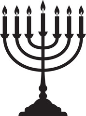 Black Silhouette of Menorah Icon | Traditional Jewish Symbol Illustration