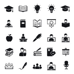 Education and Learning Glyph Icons Set Reading Elements Vector