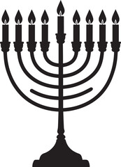 Black Silhouette of Menorah Icon | Traditional Jewish Symbol Illustration