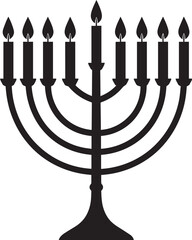 Black Silhouette of Menorah Icon | Traditional Jewish Symbol Illustration