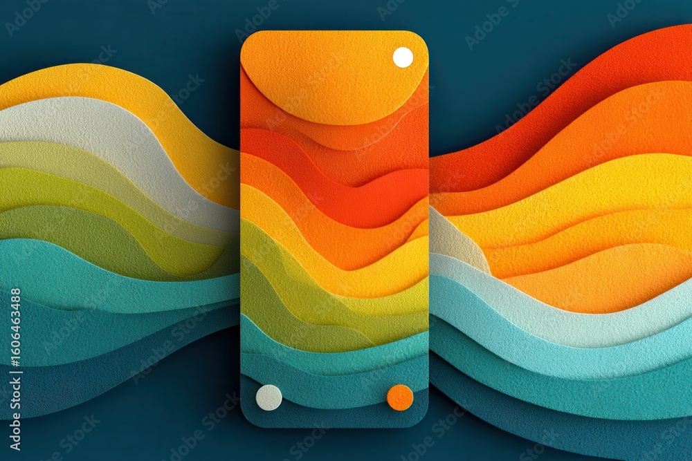 Poster colorful abstract layered pattern design for technology and creative concepts