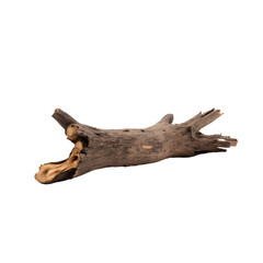 Obraz premium A piece of driftwood lying horizontally isolated on transparent background