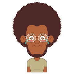 african american man crying face cartoon cute