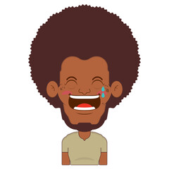 african american man laughing face cartoon cute