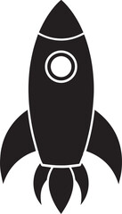 Rocket Silhouette in Black | Space Launch Icon Illustration