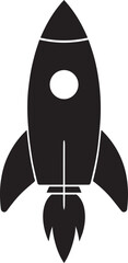 Rocket Silhouette in Black | Space Launch Icon Illustration