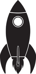 Rocket Silhouette in Black | Space Launch Icon Illustration