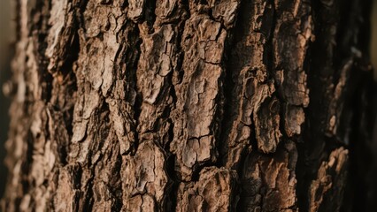 Obraz premium A close - up photo of tree bark, showing rough and cracked textures, presenting the natural traces of time.