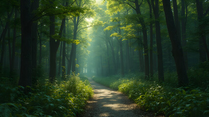 Fototapeta premium Surreal forest art with circuit patterns. Ultra realistic nature and technology blend. Digital art merging landscapes and electronics. Nature meets futuristic design concept.