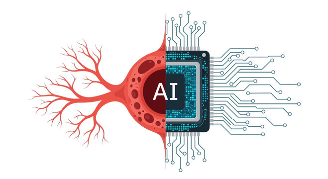 Glowing AI Chip Integrated with Human Brain Neuron - Advanced Neuroscience Technology