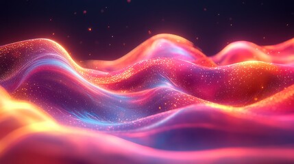 Obraz premium Abstract digital wave pattern, vibrant colors, glowing particles, background design, for modern wallpaper, or screen saver