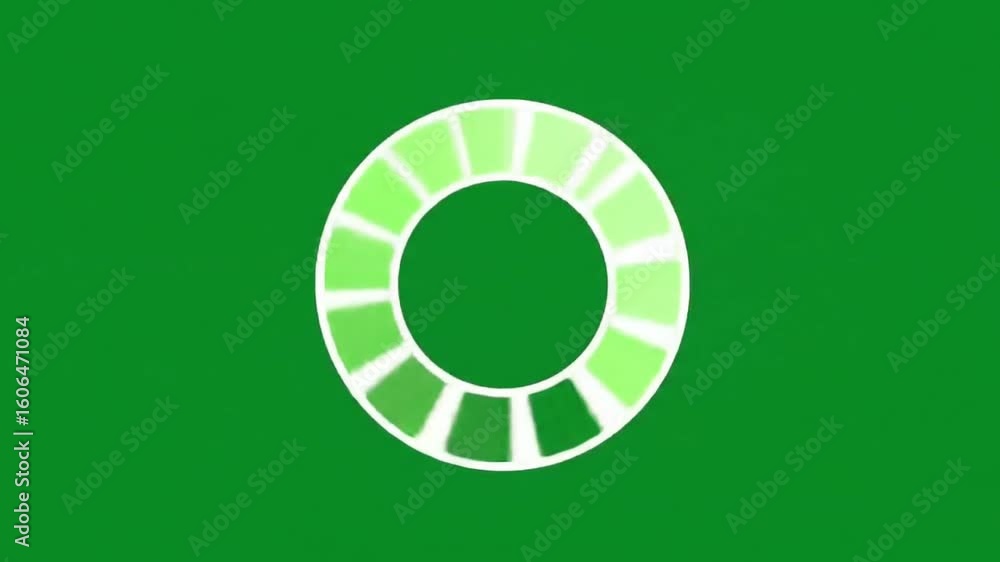 Poster green loading animation icon on a solid green background, representing digital progress