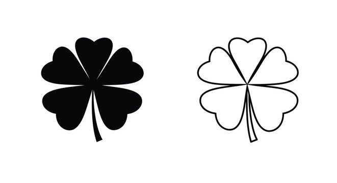 Four-Leaf Clover Symbol in Black and White - Powered by Adobe