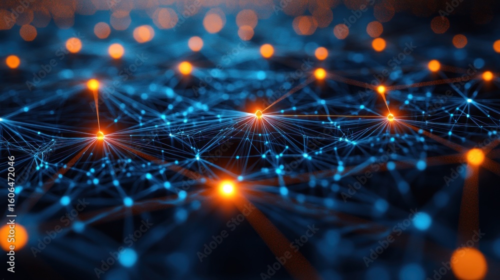 Poster detailed network of interconnected points and lines.