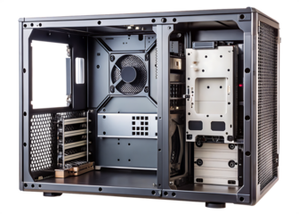  computer chassis tower pc case hardware isolated on white background PNG , AI GENERATED