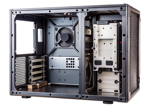  computer chassis tower pc case hardware isolated on white background PNG , AI GENERATED