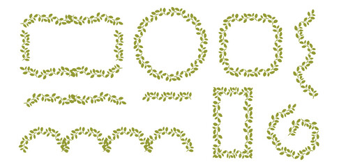 Various decorative leaf borders and frames suitable for enhancing design projects or crafting activities. These elements are perfect for adding a touch of nature to any artwork.