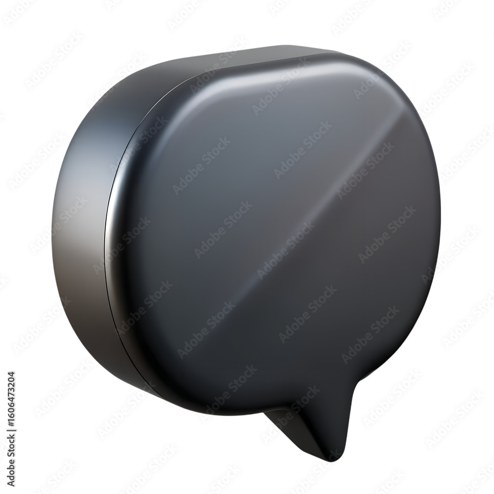 Poster 3d icon of a blank speech bubble icon for online communication on a transparent background