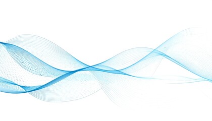 Abstract flowing blue waves on white background