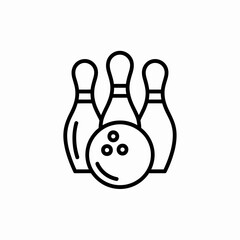 Bowling Icon Outline Ball and Pins Vector Sport Symbol