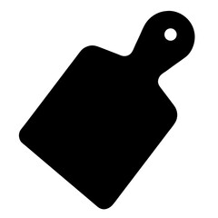 Simple black silhouette illustration of a wooden cutting board with handle