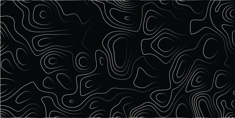 Abstract topographic or contour lines on a black background with gradients creating a flowing pattern representing a map or other geographical concept.