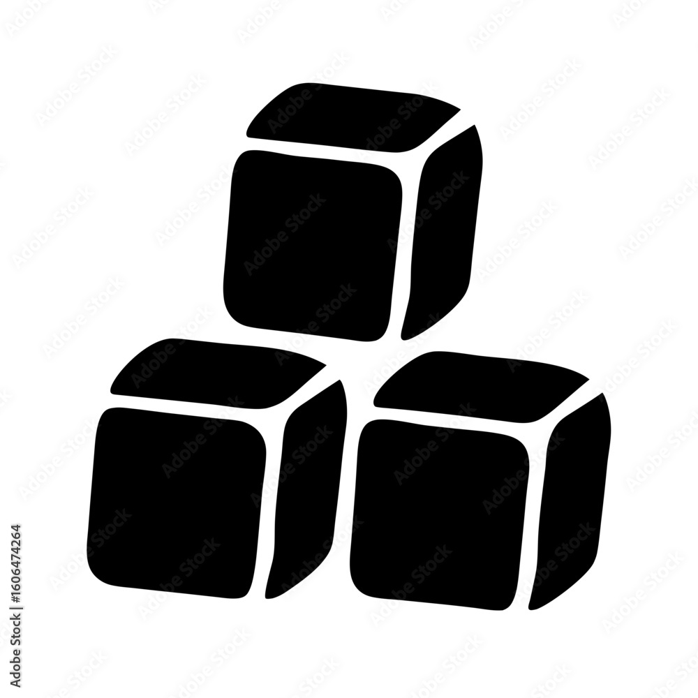 Poster three black cube shapes stacked on top of one another in a simple design