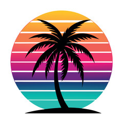 Obraz premium Palm Tree Silhouette Vector Set for Tropical and Summer Design