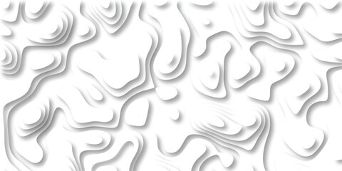 Fototapeta premium Abstract white paper cutout landscape illustrating topographical contours and shadows for modern design elements